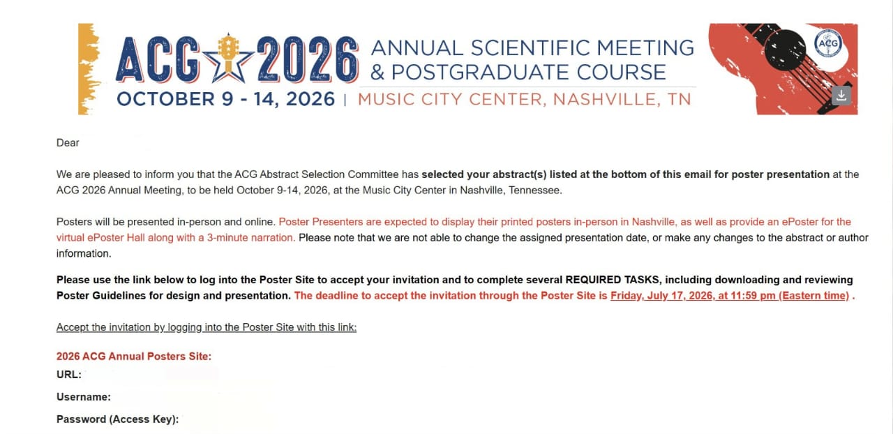 Acceptance letter — ACG 2026, Nashville (identity redacted)